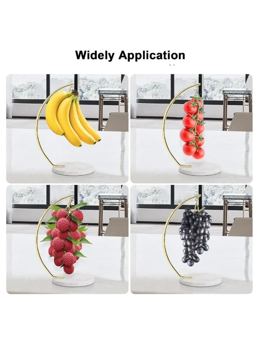 Livabber NWT Marble Freestanding Banana Holder With Gold Tone Tree Hook